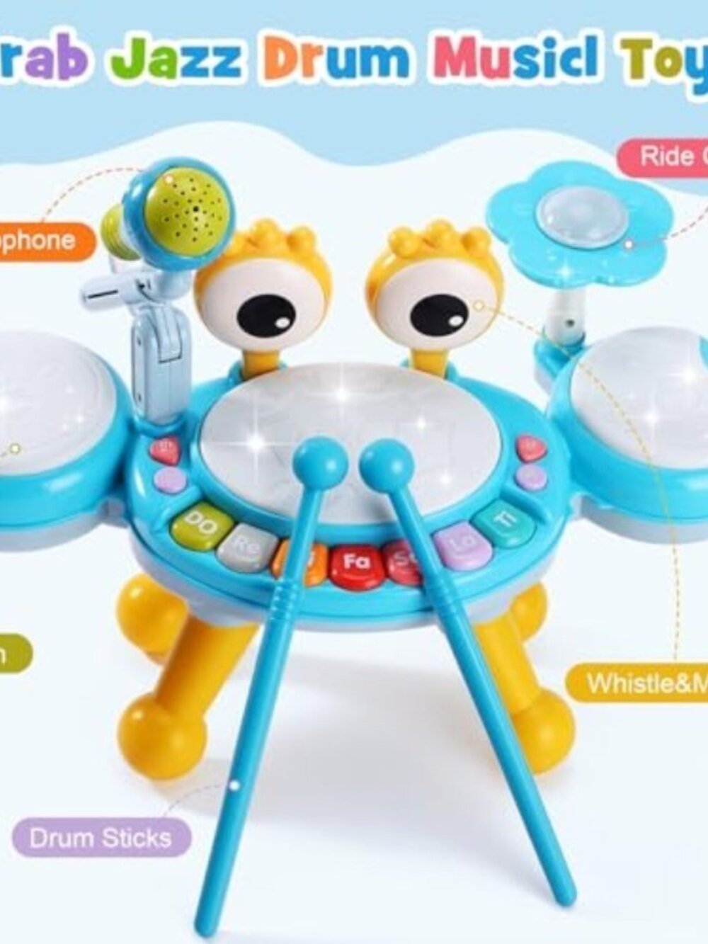 Toddler Drum Set for 1-3 Year Old, Baby Drum Set for Kids 1 2 3, Montessori Lear - Picture 3 of 7